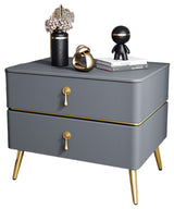 Modern Italian Bedside Table Made of Solid Wood, Gray Blue
