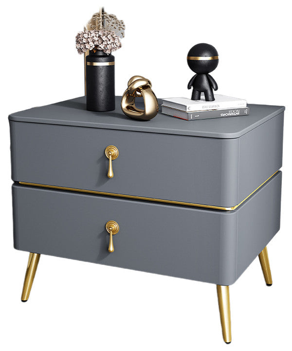 Modern Italian Bedside Table Made of Solid Wood, Gray Blue