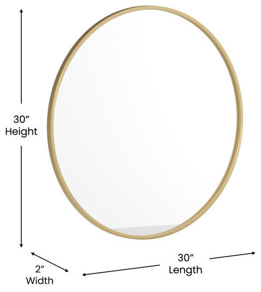 Gold 30" Round Wall Mirror