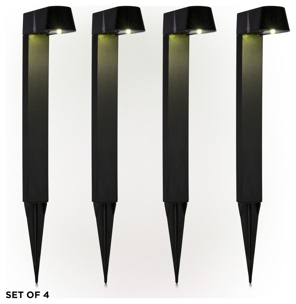 Solar Black Modern Pathway LED Light Set of 4