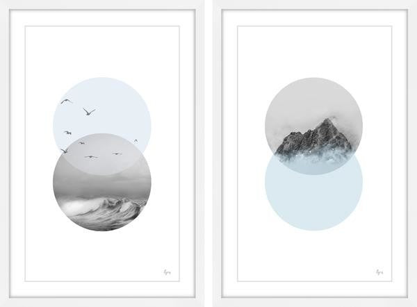 "Interchangeable" Framed Painting Diptych, 48"x36"