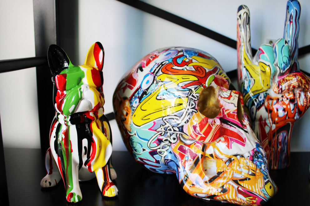 Interior Illusions Plus Multi-Color II Graffiti Dog With Glasses 8" Tall