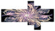 Blue Fractal Flower Petals, Floral Art Canvas Print, 60"x32", 5 panels