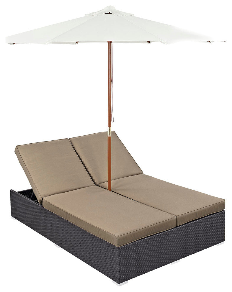 Modway Convene Double Outdoor Patio Chaise, Espresso Mocha