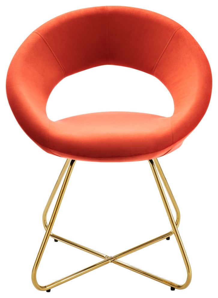 Nouvelle Performance Velvet Dining Chair Set of 2 Gold Orange -4681