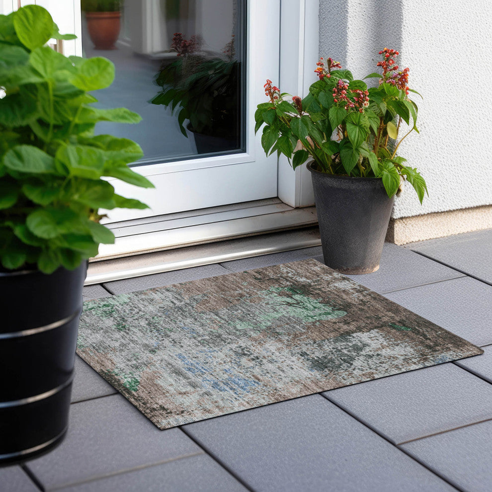 Machine Washable Indoor/Outdoor Chantille ACN1911 Taupe 1'8" x 2'6" Rug