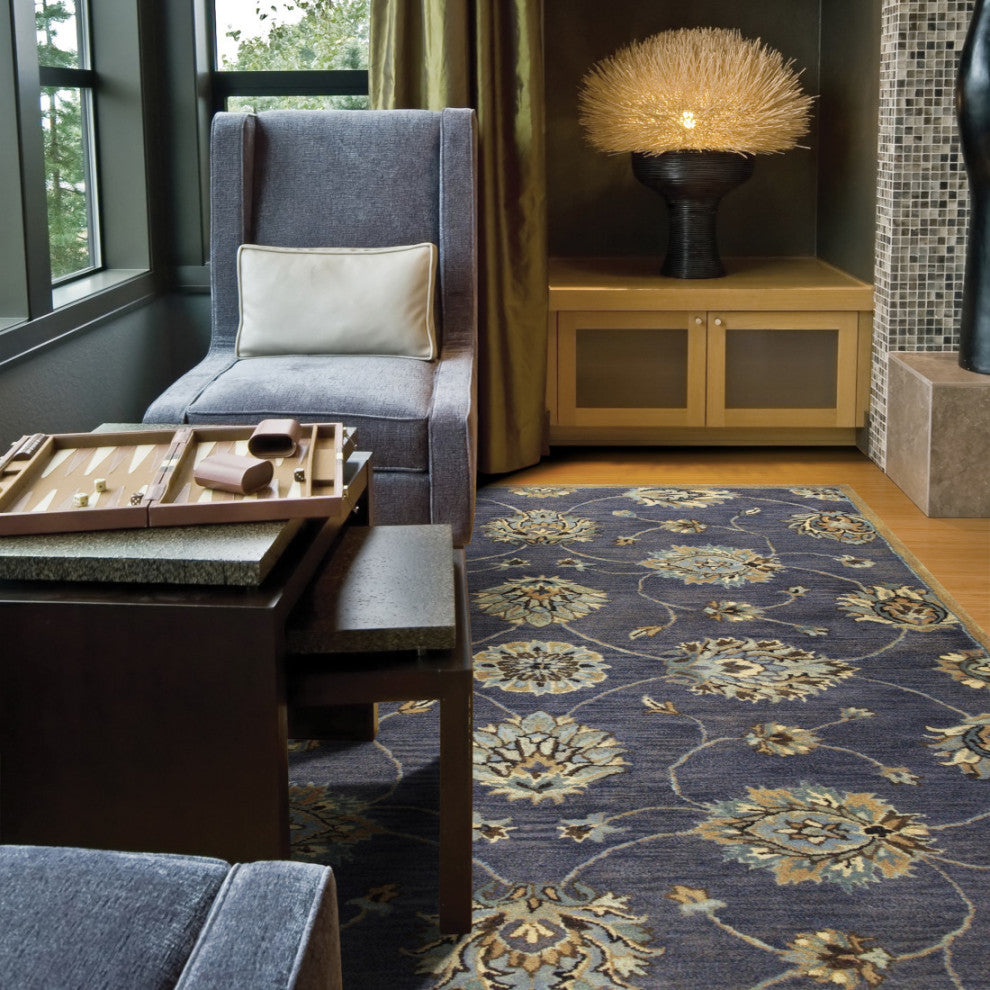 KAS Syriana 6024 Midnight Kashan Area Rug, 2'3"x7'6" Runner