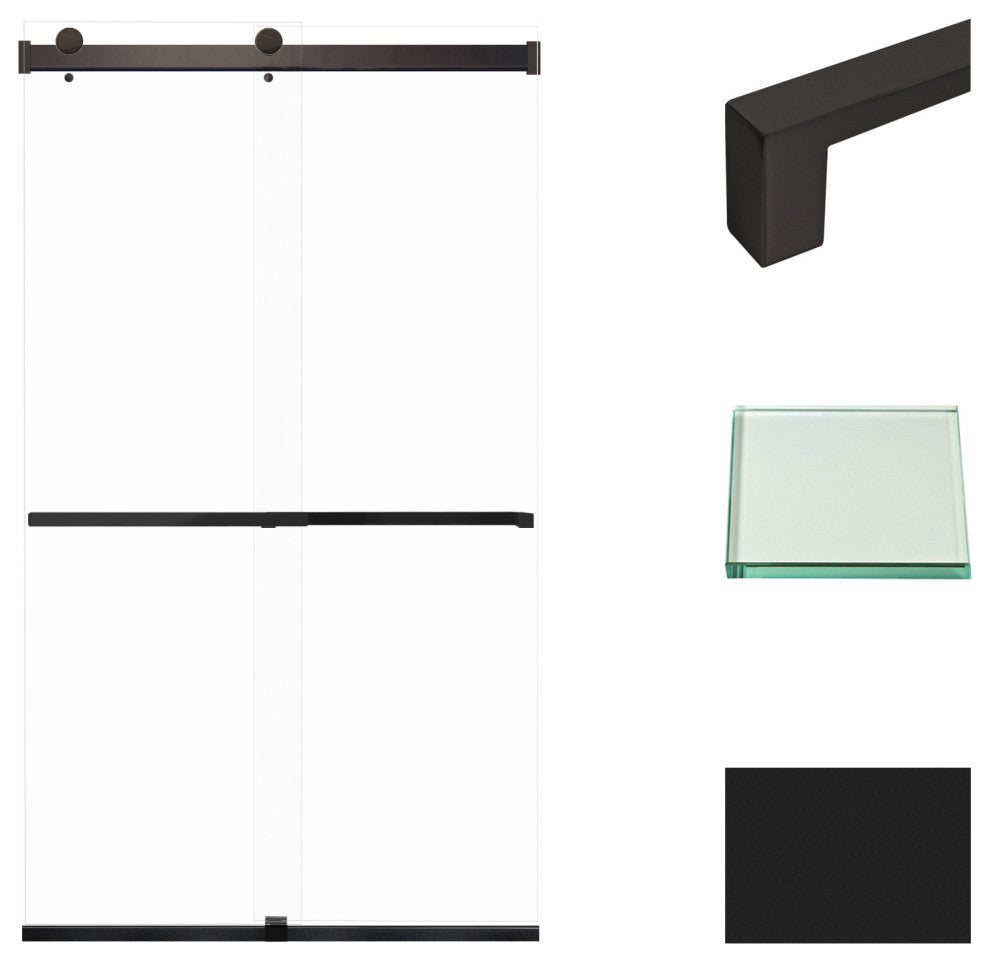 Transolid Brianna 48" W x 80" H Frameless Sliding Shower Door, Matte Black