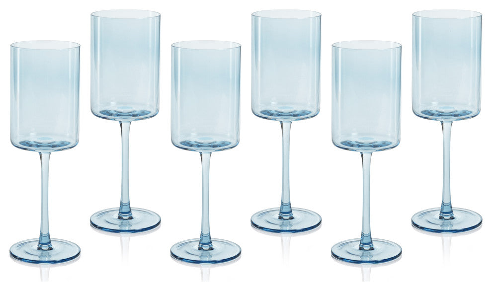 Foligno Wine Glasses, Set of 6, Light Blue