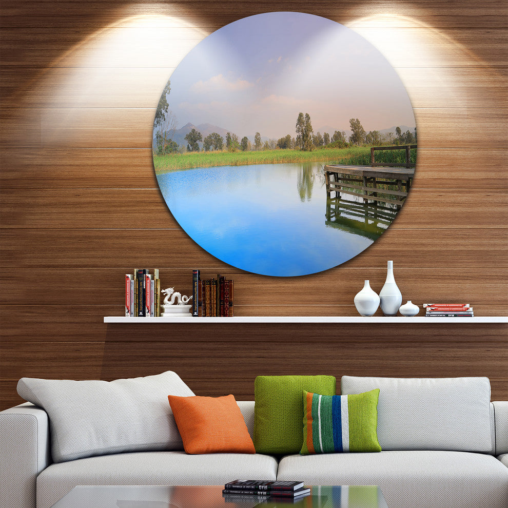 Wetland Of Nam Sang Wai Blue, Seascape Disc Metal Artwork, 36"