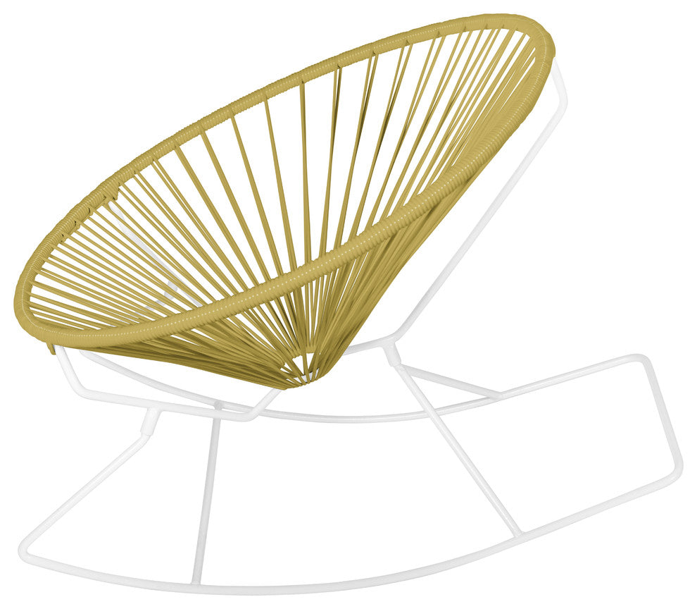 Innit Indoor/Outdoor Handmade Rocker, Caramel Weave, White Frame