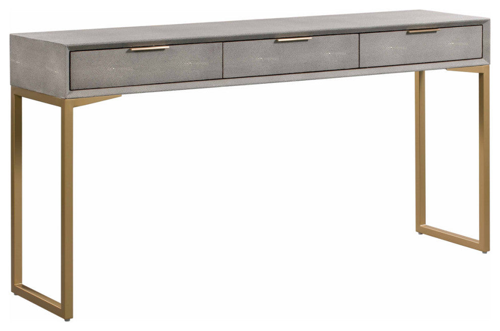 59" Grey Console Table, Brass Gold Entryway Table with Drawers