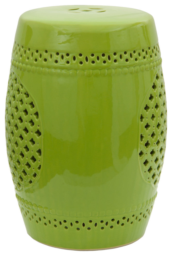 18" Green Lattice Porcelain Garden Stool