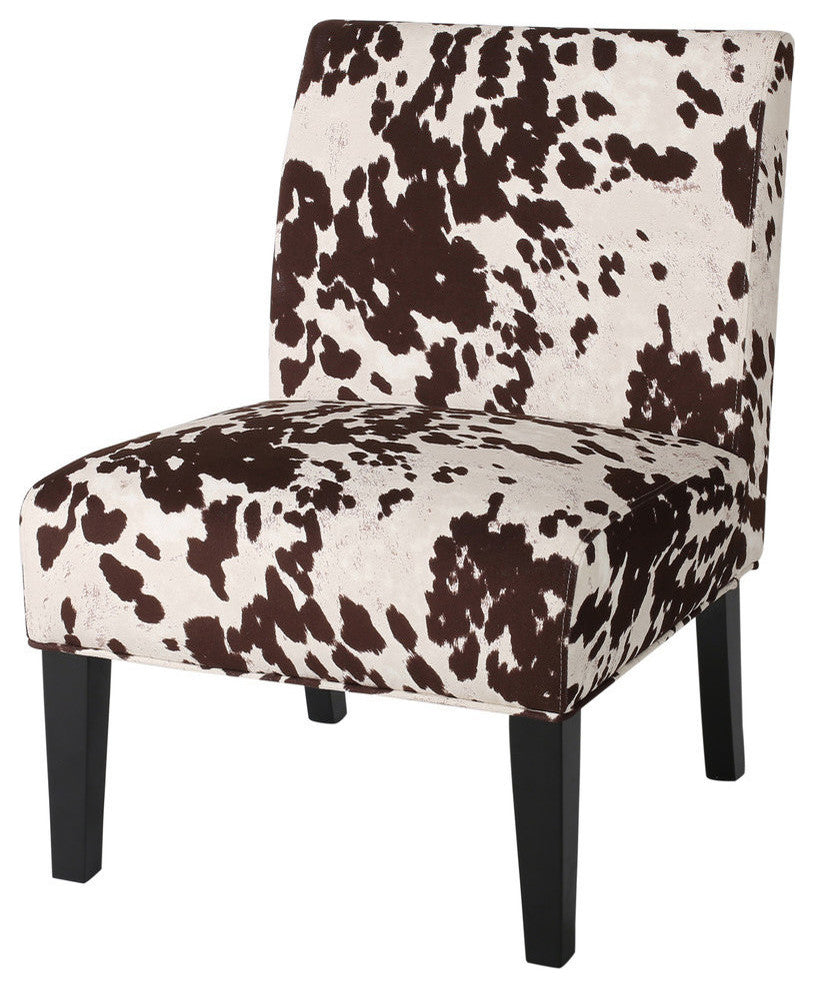 GDF Studio Kalee Contemporary Accent Chair, Cow Print, Matte Black, Fabric