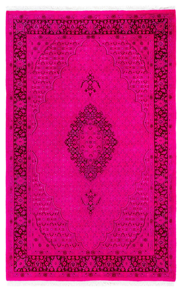 Overdyed One-of-a-Kind Hand-Knotted Area Rug Pink, 4' 7" x 7' 4"