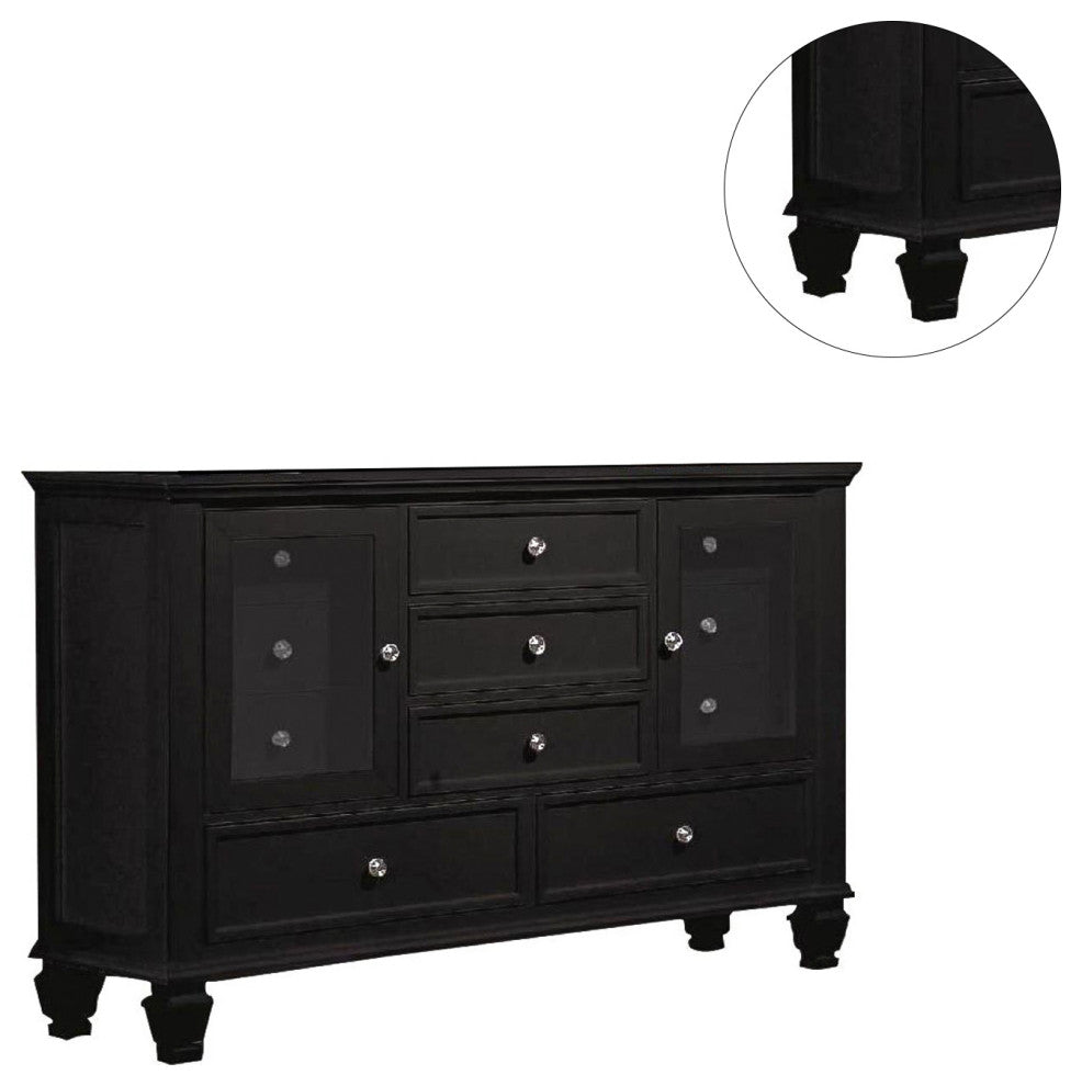 Wood Dresser with 11 Drawers, Black