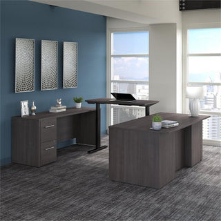 Office 500 Height Adjustable U Shaped Desk in Storm Gray - Engineered Wood