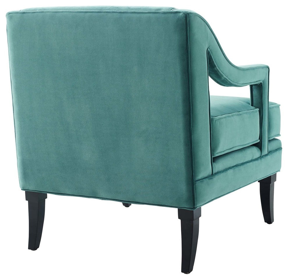 Concur Button Tufted Upholstered Velvet Armchair