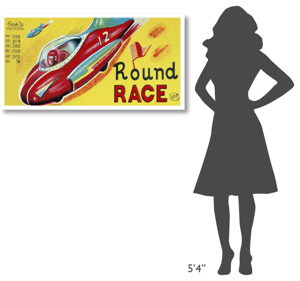 "Round Race Rocket Car" Digital Paper Print by Retrotrans, 46"x24"