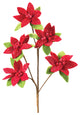 Glittered Poinsettia Flower Spray, Set of 6