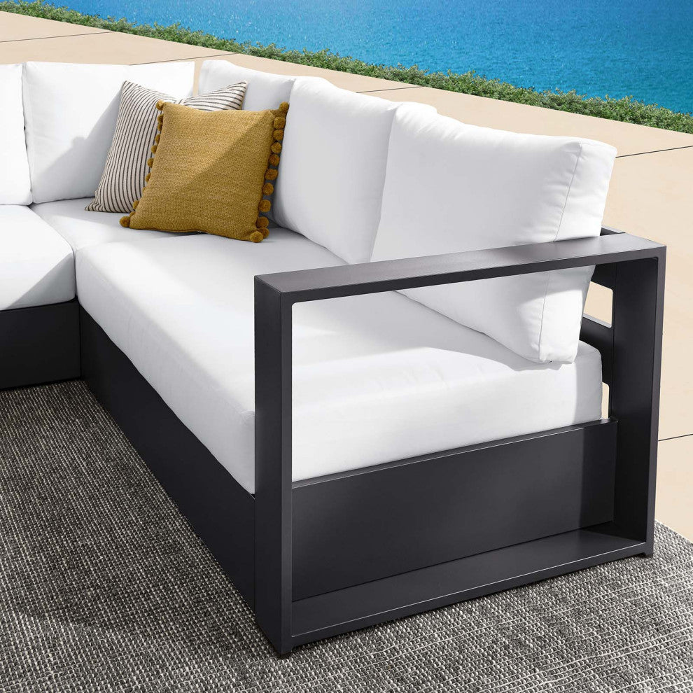 Tahoe Outdoor Patio Powder-Coated Aluminum 3-Piece Sectional Sofa Set - Gray Whi
