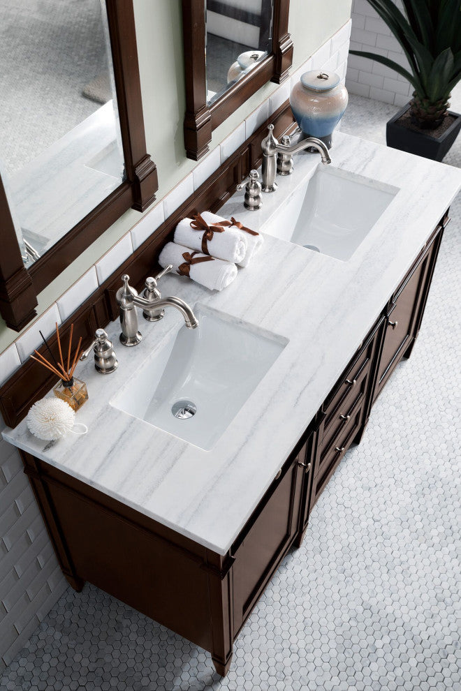 James Martin 650-V60D-BNM-3AF Brittany 60" Double Vanity w/ Solid Surface Top