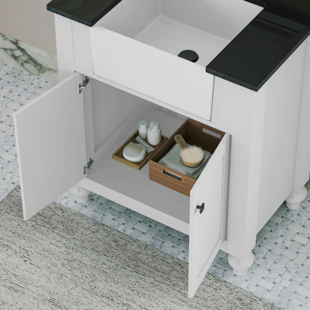 The Holsted Bathroom Vanity, White, 30", Single Sink, Freestanding