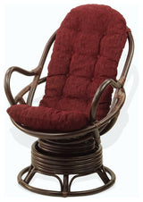 Java Lounge Swivel Rocking Chair Rattan Wicker, Dark Brown, Dark Brown Cushion