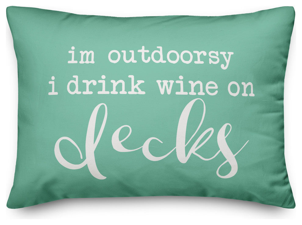 Drink Wine On Decks Outdoor Lumbar Pillow
