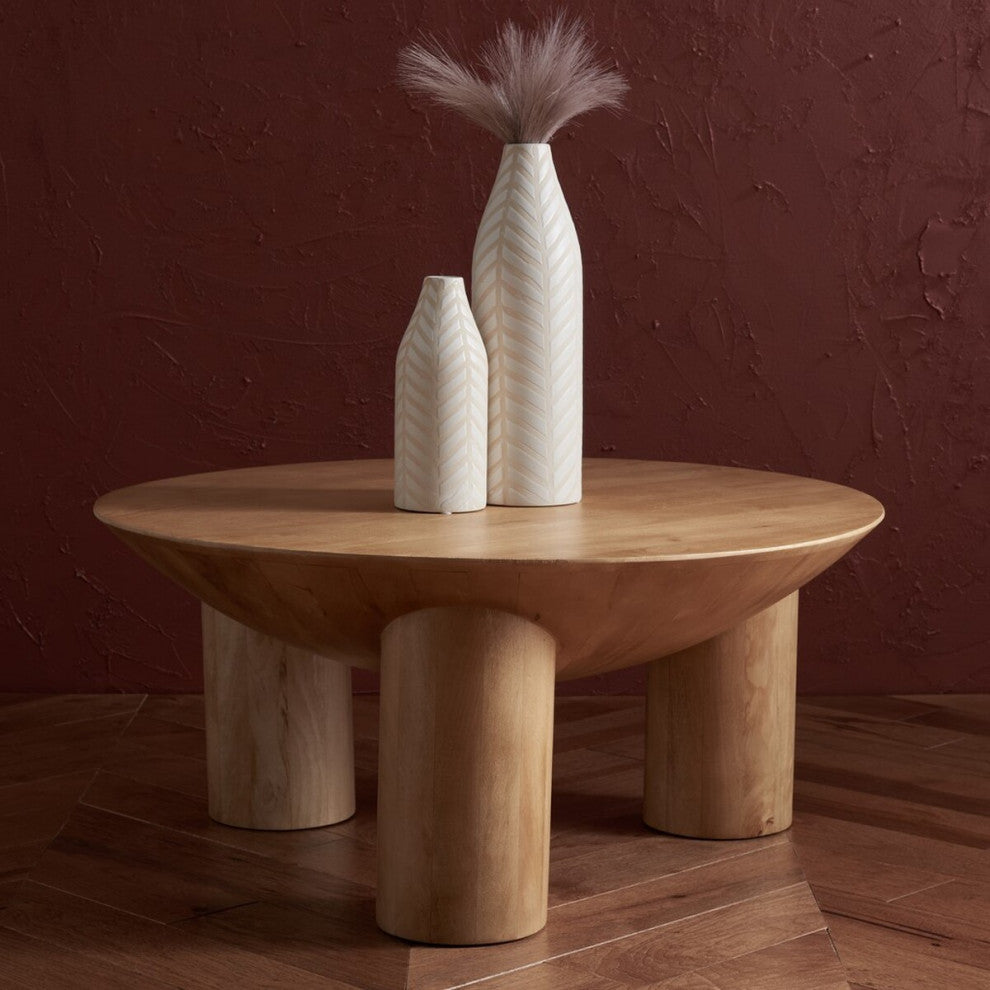 Safavieh Couture Calhoun Round Wood Coffee Table, Natural
