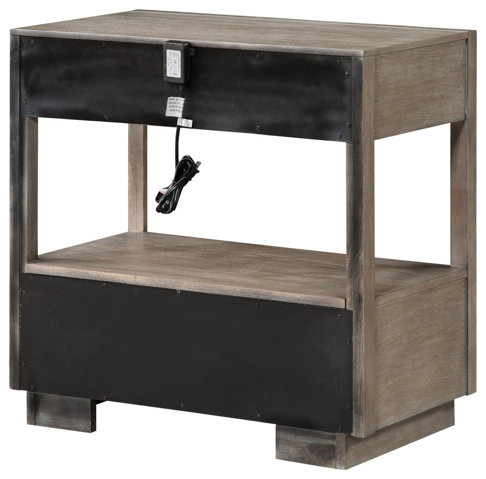 Durango 2-drawer Nightstand Bedside Table Taupe Oak