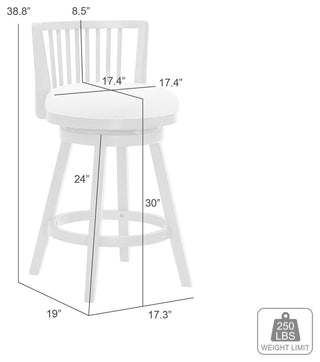 Harper Wood and Fabric Barstool, Ivory, 30" Bar Height