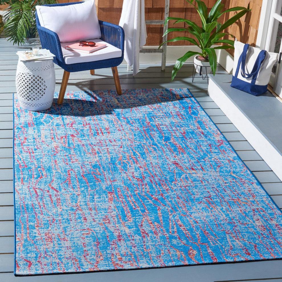 Safavieh Summer Collection Indoor-Outdoor SMR408 Rug, Blue/Red, 5'3"x7'6"