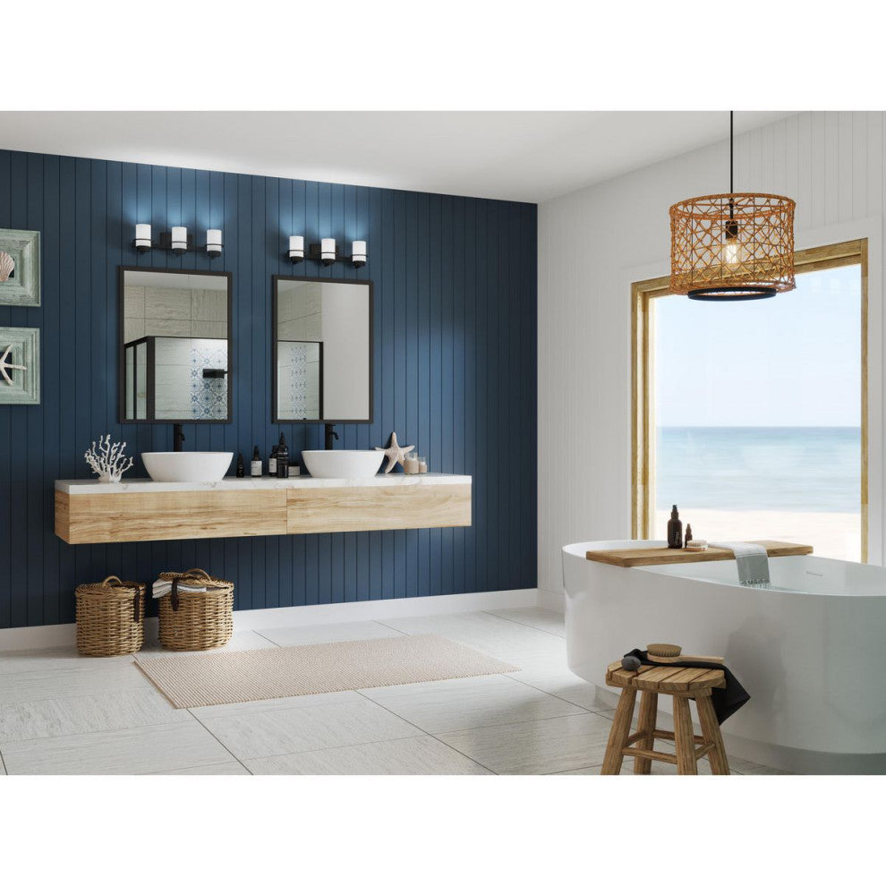 Reiss Collection Three-Light Modern Farmhouse Matte Black Vanity Light