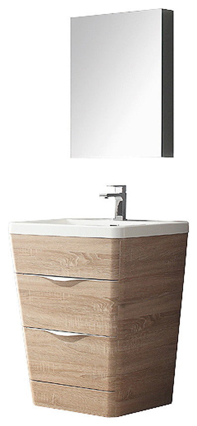 Milano 26" White Oak Modern Bathroom Vanity With Medicine Cabine, FFT3811CH
