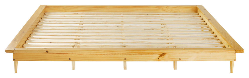 King Solid Wood Spindle Platform Bed - Light Oak