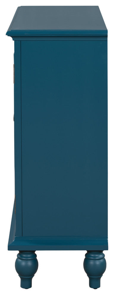 Wood Double Mirrored Door Accent Cabinet with Adjustable Shelf, Blue, 33" X 13"