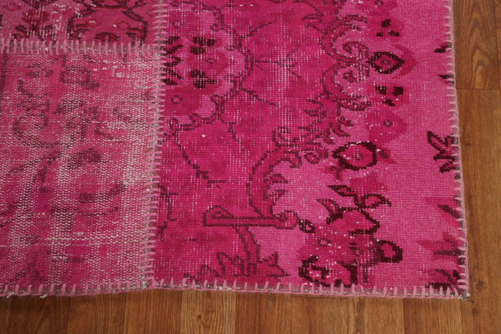 Patchwork Oriental Living Room Area Rug Hand-tufted Wool Carpet 8x11