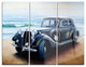 "Retro Car on Sea Shore" Car Painting Metal Wall Art, 3 Panels, 36"x28"