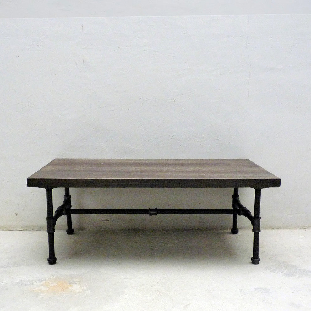 Corvallis Industrial Chic Coffee Table, Black Steel/Dark Wood