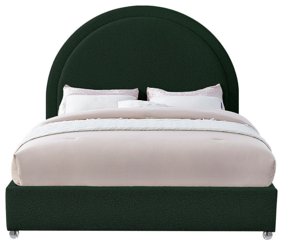 Milo Velvet Upholstered Bed, Green, Full