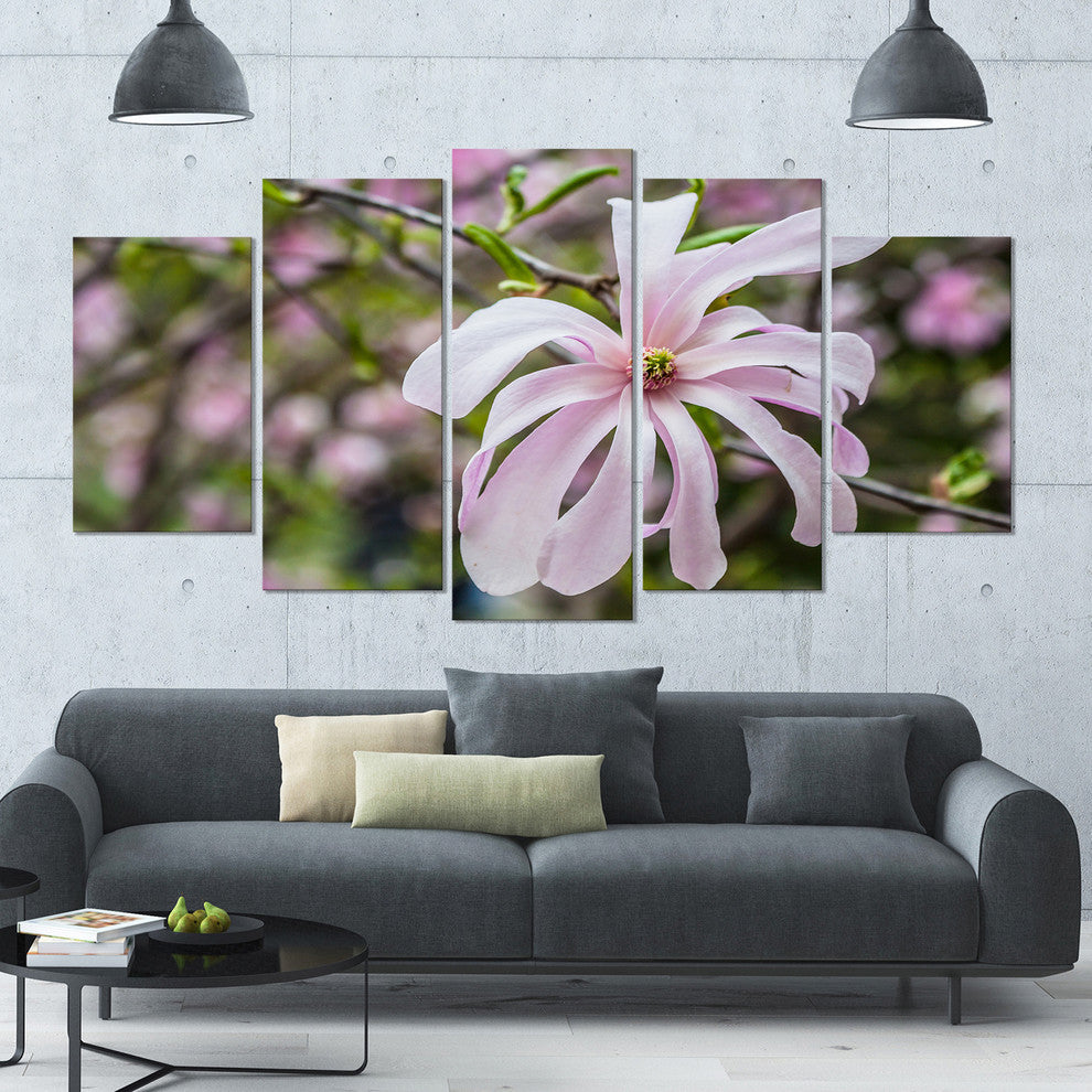Beautiful Magnolia Flowers, Large Floral Canvas Art Print, 60"x32", 5 Panels