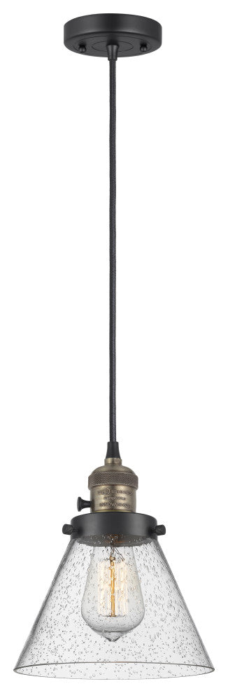 Innovations 201CSW-BAB-G44 Cone 1 Light Pendant, Switch, Black Antique Brass