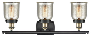 Small Bell 3 Light Bath Vanity Light, Black Antique Brass, Silver Plated Mercury