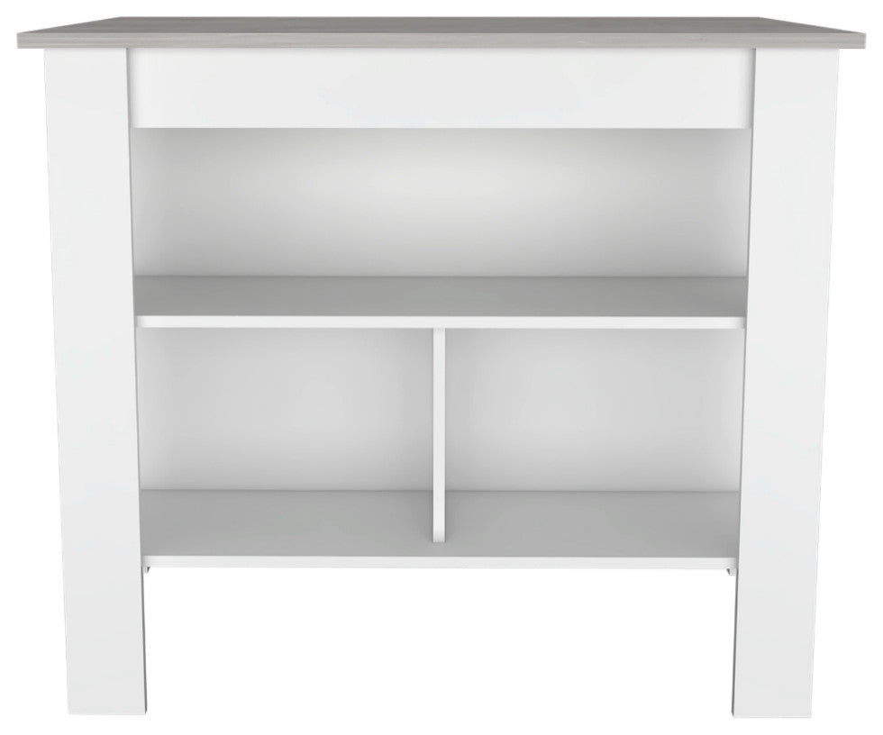 Kitchen Island Dozza, Kitchen, White / Ibiza Marble Color Finish