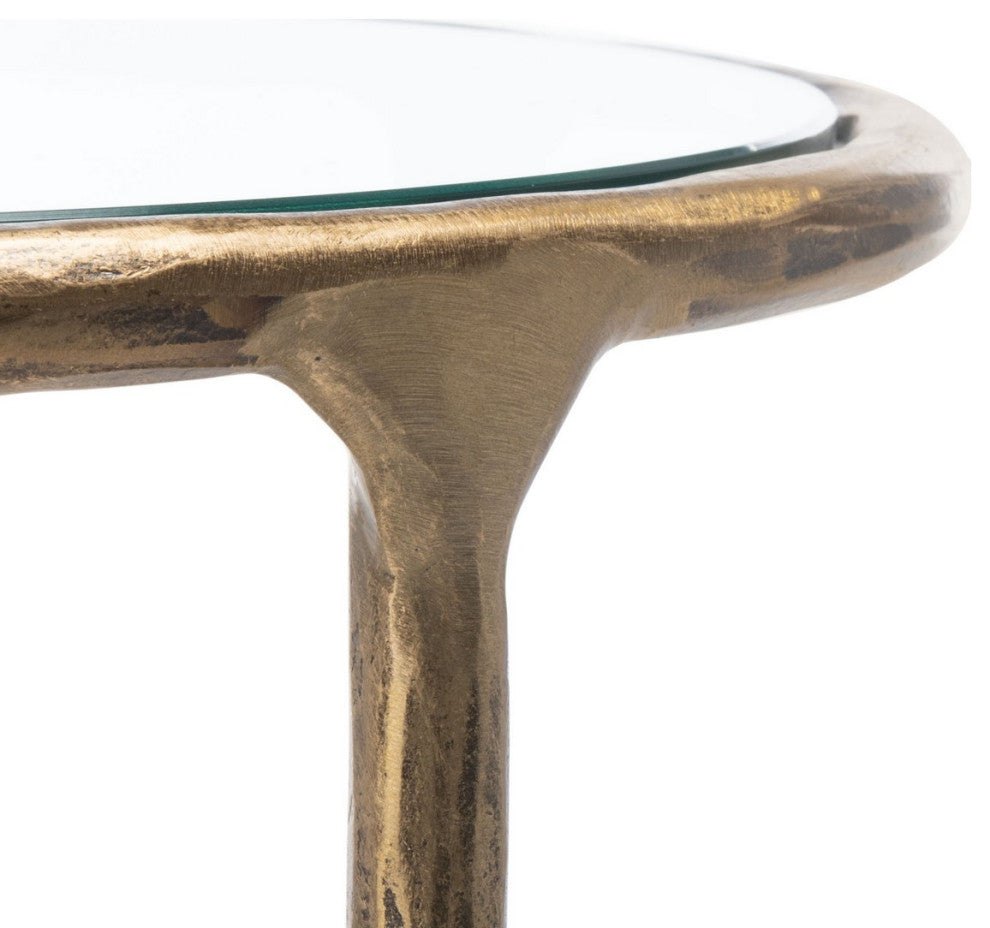 Safavieh Couture Jessa Forged Metal Round End Table, Brass