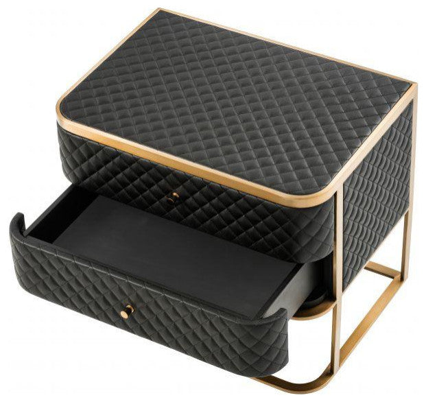 Black Leather Side Table | Eichholtz Monfort