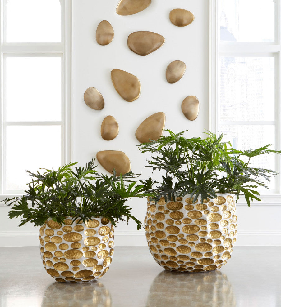 Bubbles Planter, Brass, White, Large