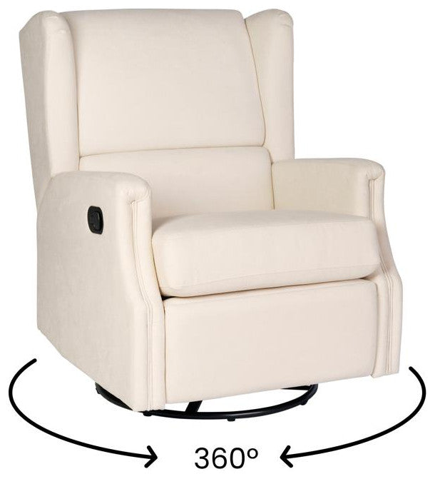 Omma Swivel Wingback Recliner Glider Rocker Recliner, Cream