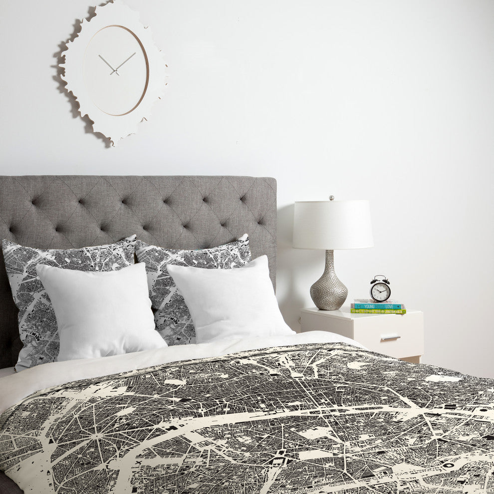 Deny Designs CityFabric Inc Paris White Duvet Cover - Lightweight